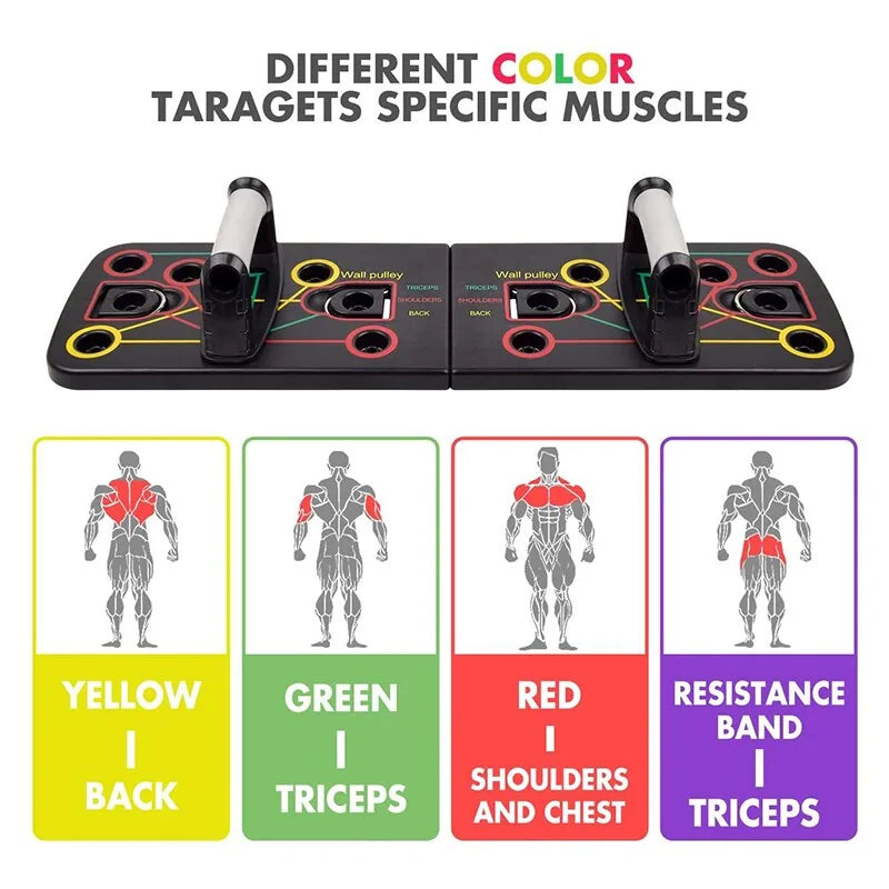 Tabla de Flexiones 9 en 1 con Bandas de Resistencia de Látex